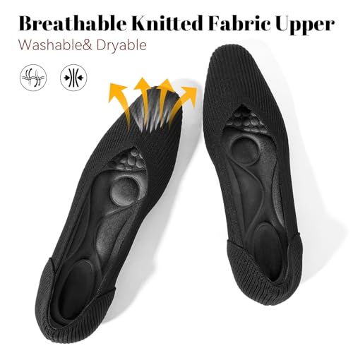 Women's Flats Shoes Comfort Knit Dress Flats Round Toe Ballet Flats with Memory Foam Softable Slip on Casual Work Office Flats4