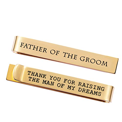 Father Of The Groom Gifts Tie Clip Wedding Gift for Dad Gold Plated Tie Clips Stainless Steel Tie Bars