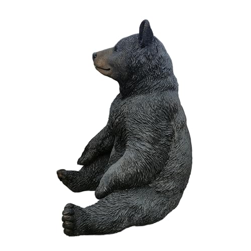 Figura de oso sentado negra de poliresina HI-LINE miniatura 5