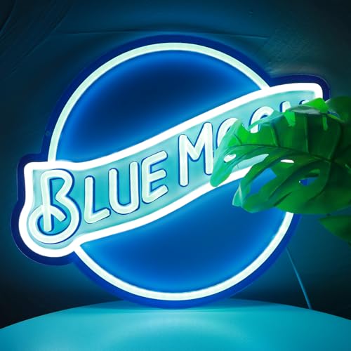 JFLLamp Blue Moon Neon Signs for Wall Decor Neon Lights for Bedroom Led Signs Suitable for Man Cave Bar Pub Restaurant Christmas Birthday Party Gift 5V Usb Power