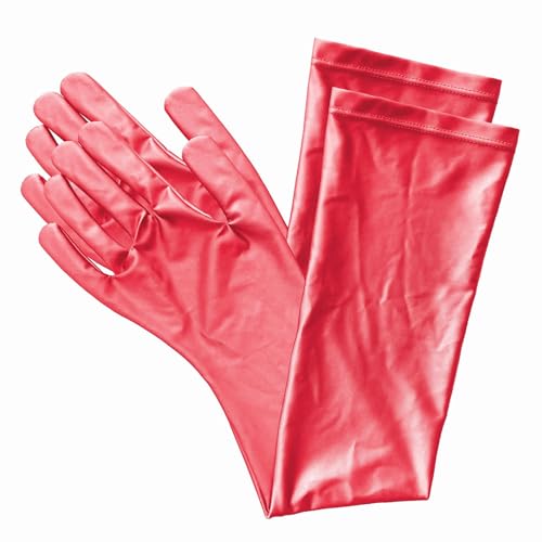 AMORESY Elbow-Length Gloves – Shiny Stretch Opera-Style Arm Sleeves for Party, Performance, Cosplay & Fashion (Rose Red)