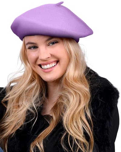 Image of Parquet Solid Color French Beret Hat. Classic French, Casual and Chic Lightweight Cap for Women