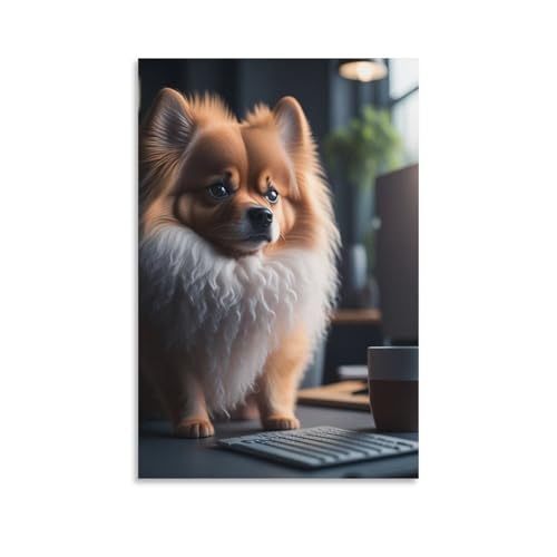 Cuadro de pomerania esponjoso de 40x61 cm ideal para despachos y oficinas