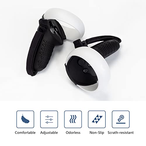 AVR Poignées de anette tactile pour Oculus Quest 2 – Sangles réglables en cuir avec
