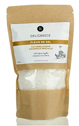Fleur De Sel Pure Salt Hand-Made by Crete No Refining or Additives 400 g Bag