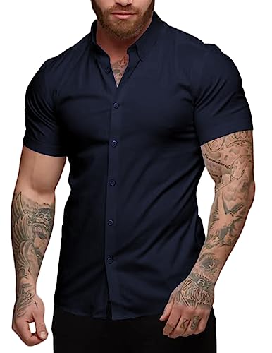 fitted lace wedding dress Amazon.com: Elanbells Men's Dress Shirts Athletic Fit Button Up Stretch Slim  Fit Dress Shirt A- Navy Blue : Clothing, Shoes & Jewelry