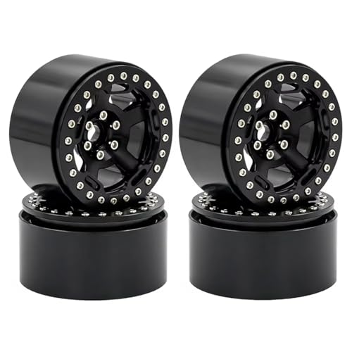 Pneu Caoutchouc RC de Haute Précision avec Jante Métal 2.2 Noir pour Crawler 1/10