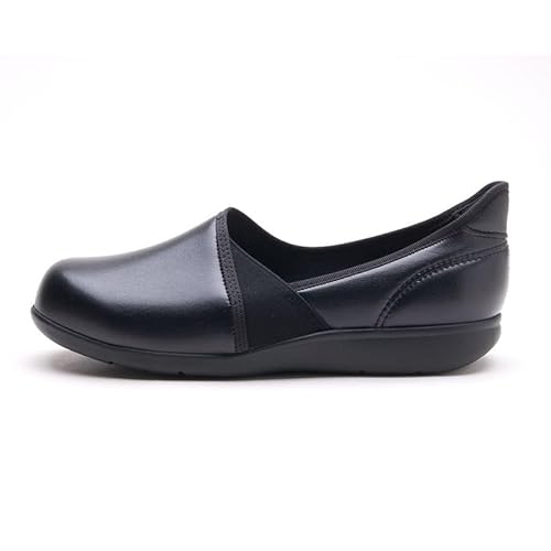 アサヒ 快歩主義 スリッポン レディース ハンズフリー 歩きやすい 柔らかい 軽量 幅広 リハビリ シニア 日本製 L173 ブラックスムース4 23.0cm