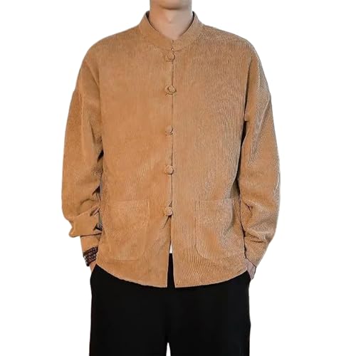 Chemise chinoise en velours WOLONG rétro à manches longues
