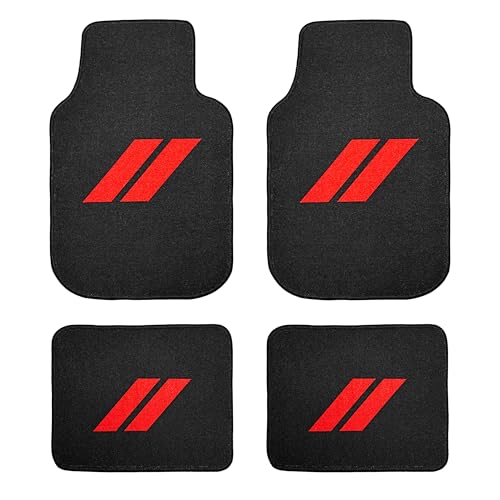 4Pcs Car Floor Mats for Dodge Charger Durango Challenger Journey Non-Slip All Weather Floor Mat Waterproof Skin-Friendly Front & Rear Protector Liners Pad for All Dodge Models Accessories(Red Trim)