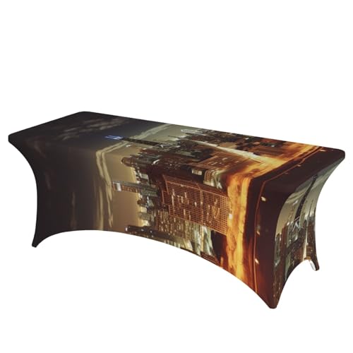 Nappe extensible en élasthanne 1m80 motif Chicago pour table rectangulaire