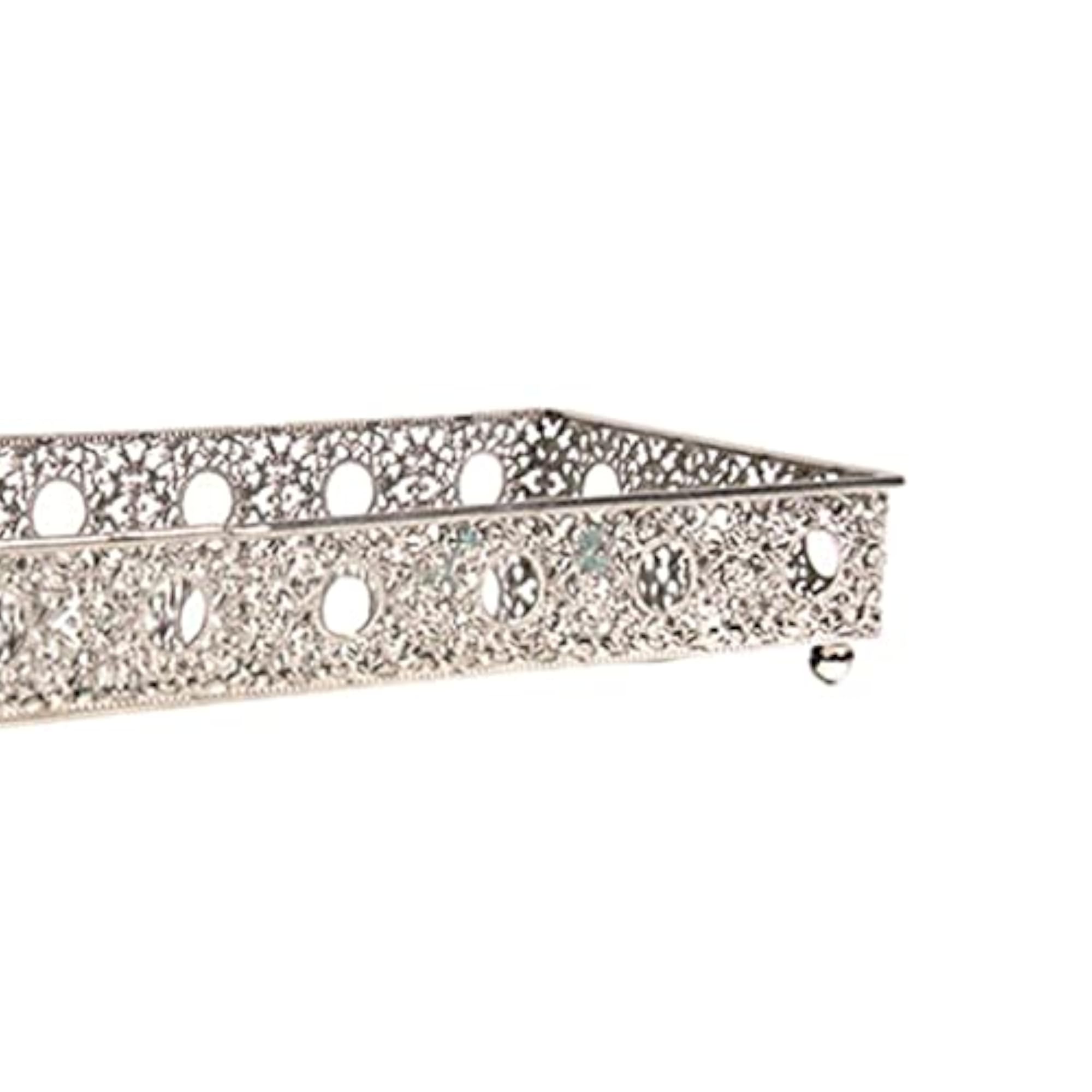 Modern Jewelry Dish Tray Vanity Trinket Plate, Mirrored Holder Decor Silver