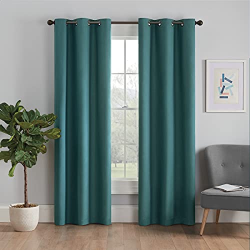 Image of ECLIPSE Microfiber Total Privacy Blackout Thermal Grommet Window Curtain for Bedroom (1 Panel), 42 inch x 63 inch, Peacock