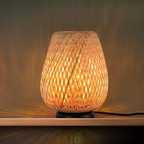 Lustorm 1 Wicker Table Lamps Bamboo For Living Room, Ambient Light Contemporary Plug In Cord Switch Desk Lamp Rattan Japanese Style E26 Lights For Bedrooms Living Room(Excluded Bulb) #TOP17