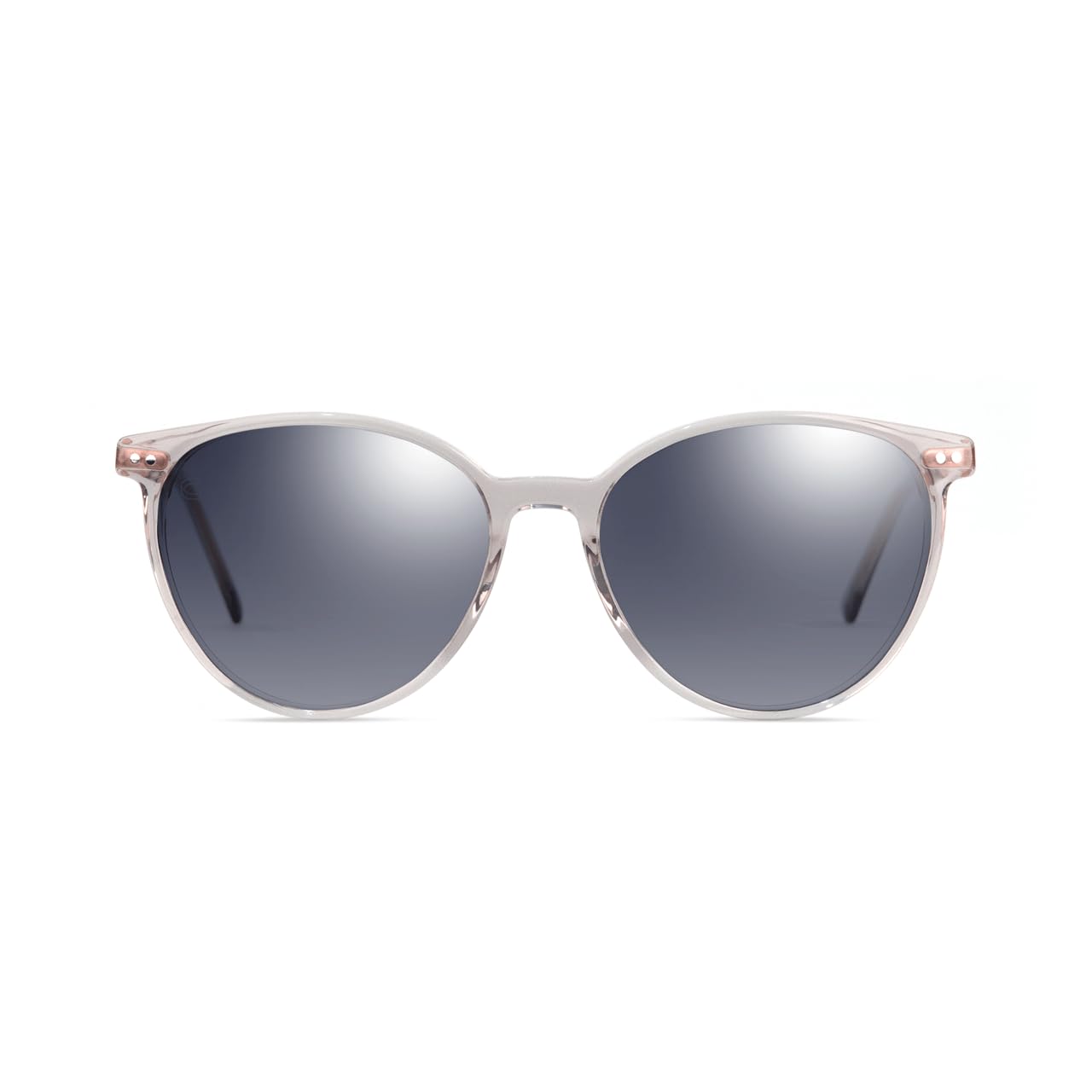Caboto - Lou - Damen Sonnenbrille, Grau Transparent, Polarisierte NXT Kunststoff-Gläser, Rosé Gold Bügel