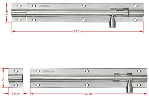 Image of Plantex Stainless Steel Tower Bolt /Tower Bolt for Home,Offices Doors and Windows /Tower Bolt for Main Door /Door Latch /Kundi /Chitakini /Door Latch for Windows - Pack of 2 (Matt Finish, 8 inch)
