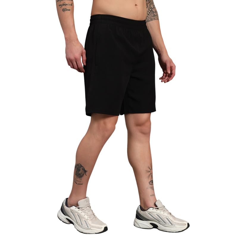 Image of ATICX Polyester Shorts for Men - Quick Dry Lightweight with Zipper Pockets - Gym, Running, Jogging, Training Half Pants for Basketball, Swimming, Badminton, Cycling, Football, Outdoor & Home Wear