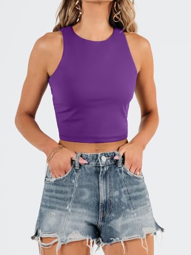 Image of EFAN Womens Sexy Sleeveless Double Lined Crop Tops Workout Cute Tight Racerback Tank Tops Summer Clothes Teen Girls 2025