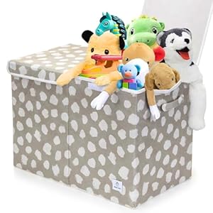 Toy Chest for Kids – Large Storage Chests with Detachable Organizer and Flip-Top Lid for Boys or Girls Nursery or Playroom Toys – Gray