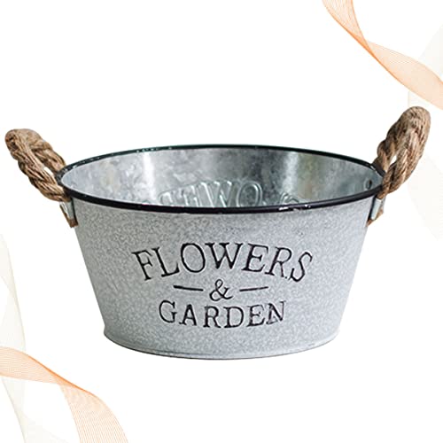 TOYANDONA Antiker Eiseneimer Für Gartenpflege Vintage Blumenkübel Silbernes Pflanzgefäß Für Zuhause Rustikaler Pflanzenhalter Dekorativer Garten Eimer Langlebig Und Praktisch