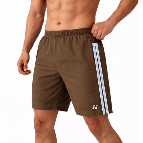 Image of NINQ Men's Sports Shorts with White Side Patti Design | Running Shorts for Men Gym Shorts for Men Workout | Stylish Mens Shorts Casual Wear Sports Shorts.