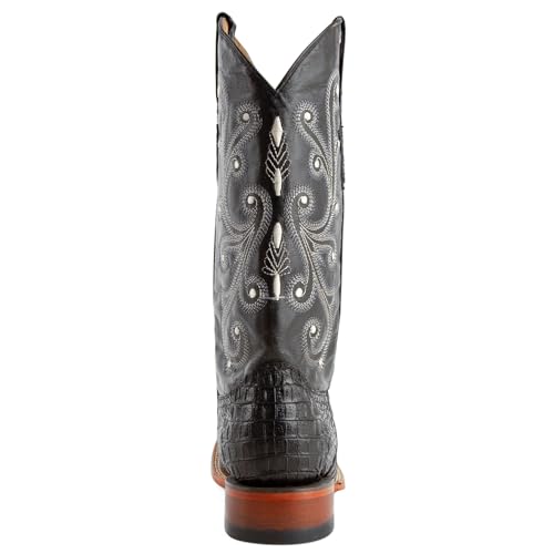 Image of Ferrini Mens Stampede Crocodile Square Toe Pull On Casual Boots Mid Calf - Black - Size 10 D