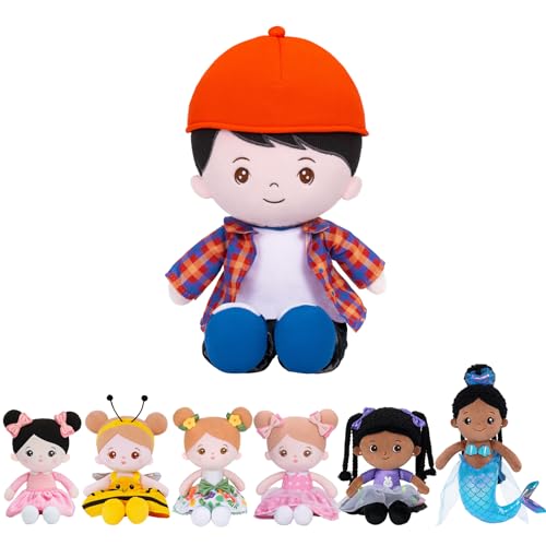 Image of OUOZZZ Soft Plush Baby Boy Doll 12.6 Inch, Red Hat Snuggle Buddy | Perfect Birthday Toy & Gift for 1 Year Old Boys, Cuddly Companion Suitable for Infants & Toddlers