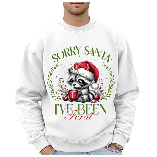 Weihnachtspullover Herren Sweatshirt Rundhals Hoodless Pullover Ugly...