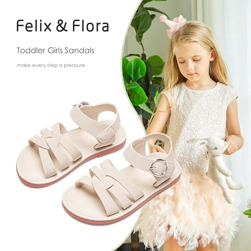 Image of Felix & Flora Toddler Girl Sandals - Little Girl Easter Dress Shoes Lightweight Open Toe Beach Holiday Flats