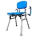 Platinum Health UltraCommode™ Foldable Commode and Shower Chair, Soft, Warm, Portable XL Toilet Seat with Open Front, Padded Pivoting Armrests, Adjustable Height, Includes Free Commode Pail, Blue