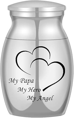 COCO Park Urnas de joyería de cremación de gran tamaño para cenizas humanas, recuerdo conmemorativo funerario, recuerdo de mi papá, mi héroe, mi