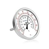 UHARBOUR Water Temperature Gauge, 3' Dial Fully StainlessSteel Water Temp Gauge, Water Thermometer with 2-1/2' Stainless Steel Stem, -40 to 160°F, 1/2' NPT Back Mount