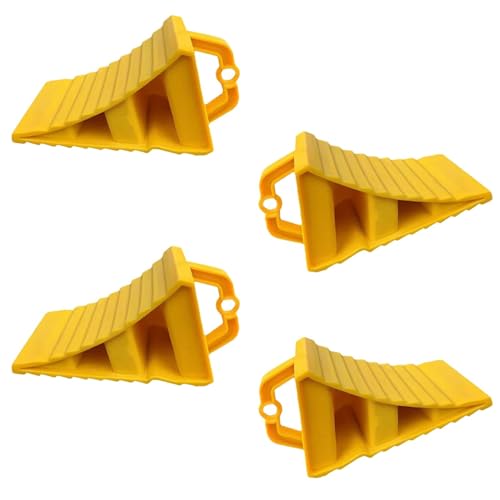 Lot De 4 Cales De Roue Plastique QWORK - Antidérapantes, Poignée, Pour Voiture/Remorque