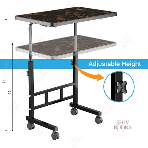 Image of Multi-Purpose Laptop Table, Study Table| Heavy Duty Bed Table| Adjustable for Height, Portable for Office, Work Form Home | DIY Table, Easy to Asembl (Adjustable Golden)