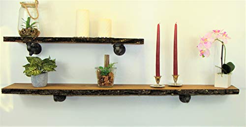 Étagère murale en chêne de 110 cm pour une déco de salon rustique et vintage