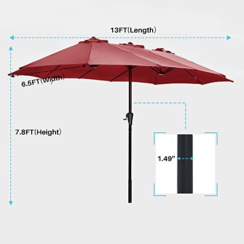 SUPERJARE13 FT Outdoor Patio Umbrella, Extra Large Market Umbrella with