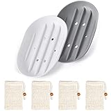 🧼【El Juego 】2 Piezas jabonera Silicona con 4 Piezas bolsa de jabón de sisal . (Ten en cuenta que los jabones no están incluidos en nuestro producto.)