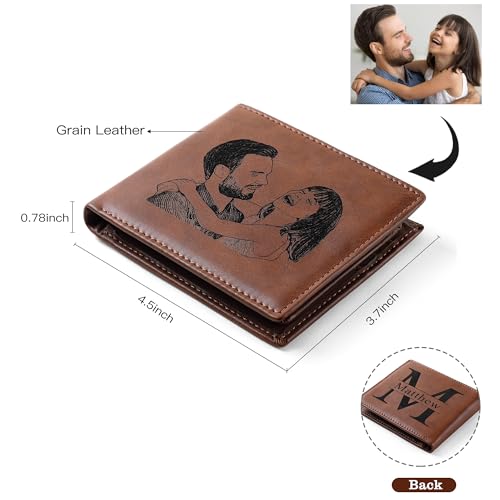 Custom Engraved Leather Wallet with Picture, Personalized Photo Wallet for Men, Gift for Men, Gift for Dad Husband Boyfriend2