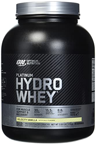 Optimum Nutrition Platinum Hydrowhey Protein Powder, 100% Hydrolyzed Whey Protein Isolate Powder, Flavor: Velocity Vanilla, 3.5 Pounds (Packaging May Vary)