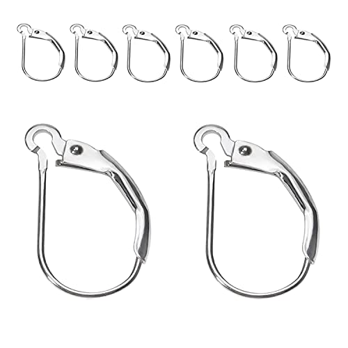 BEADNOVA 925 Sterling Silver Leverback Earring Hooks 8pcs Interchangeable French Ear Wire Lever Back Earwire for Jewelry Making Crafting