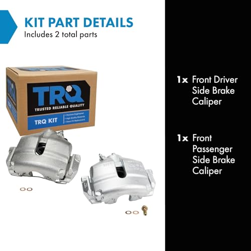 Image of TRQ Front Brake Caliper Set Compatible with 2010 Audi A3 2010-2015 TT Quattro 2012-2019 Volkswagen Beetle 2010-2014 Golf 2008-2013 GTI 2005-2017 Jetta 2006-2010 Passat 2006-2009 Rabbit