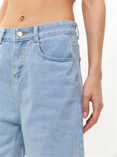 Short en jean bleu foncé extensible à taille haute d'été