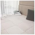 YMXBHN 16 Piece 12x12inch Carpet Squares Puzzle Mat Rugs,Interlocking Plush Carpet Tiles with Padding Attached,Soft Fluffy Foam Floor Tiles Playmat for Home(Color:White)