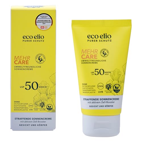 Eco Elio LSF 50 Nachhaltige Sonnencreme 75ml Mehr Care - Ohne Octocrylene und Mikroplastik, Parfümfrei, Sunscreen Face
