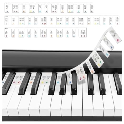 Pegatinas de Teclado de Piano Silicona, piano Extraíble Notas de Piano,Pegatinas de Teclado o Piano para Principiantes, Niños (Colorido,88/76/61/54/49/37 Teclas)