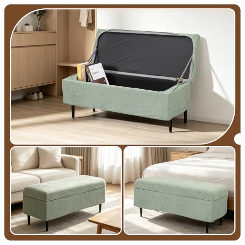 Image of FUANGUI Waterproof Ottoman Cover Slipcovers Rectangular Folding Stretch | Storage Bench Footrest Sofa Stool Covers Footstool Protector with Elastic Bottom, Removable Washable,Small