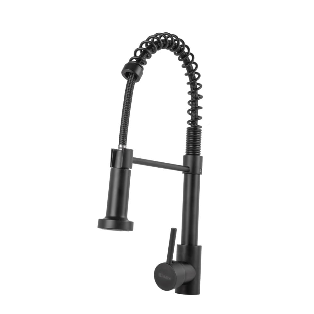Grifo Cocina Latón/Zinc, Negro, Agua Caliente-Fría, Latiguillos, Caño Alto, Monomando [QLI-FA-4319] | Greenice