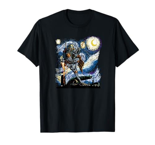 Star Wars Classic Boba Fett Van Gogh's Starry Night Painting T-Shirt