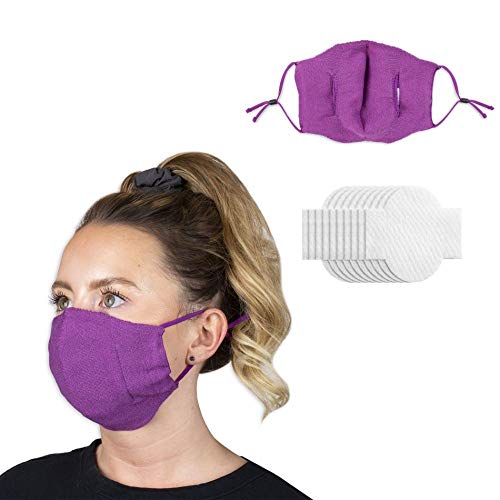 Wembley Laboratory-Tested Adjustable and Washable Silver Linings Face Mask with 10-Replaceable Filters, Dark Purple, X-Small (Kids)