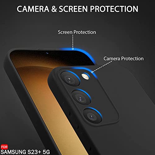 Image of TheGiftKart Liquid Silicone Back Cover Case for Samsung Galaxy S23 Plus 5G | Soft Micro-Fibre Lining Inside | Camera & Screen Protection | Shockproof Back Cover for Samsung S23+5G (Silicone, Black)